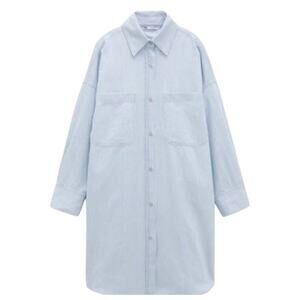 Zara Blue Stripe Oversized Oxford Shirt Dress Size Small
